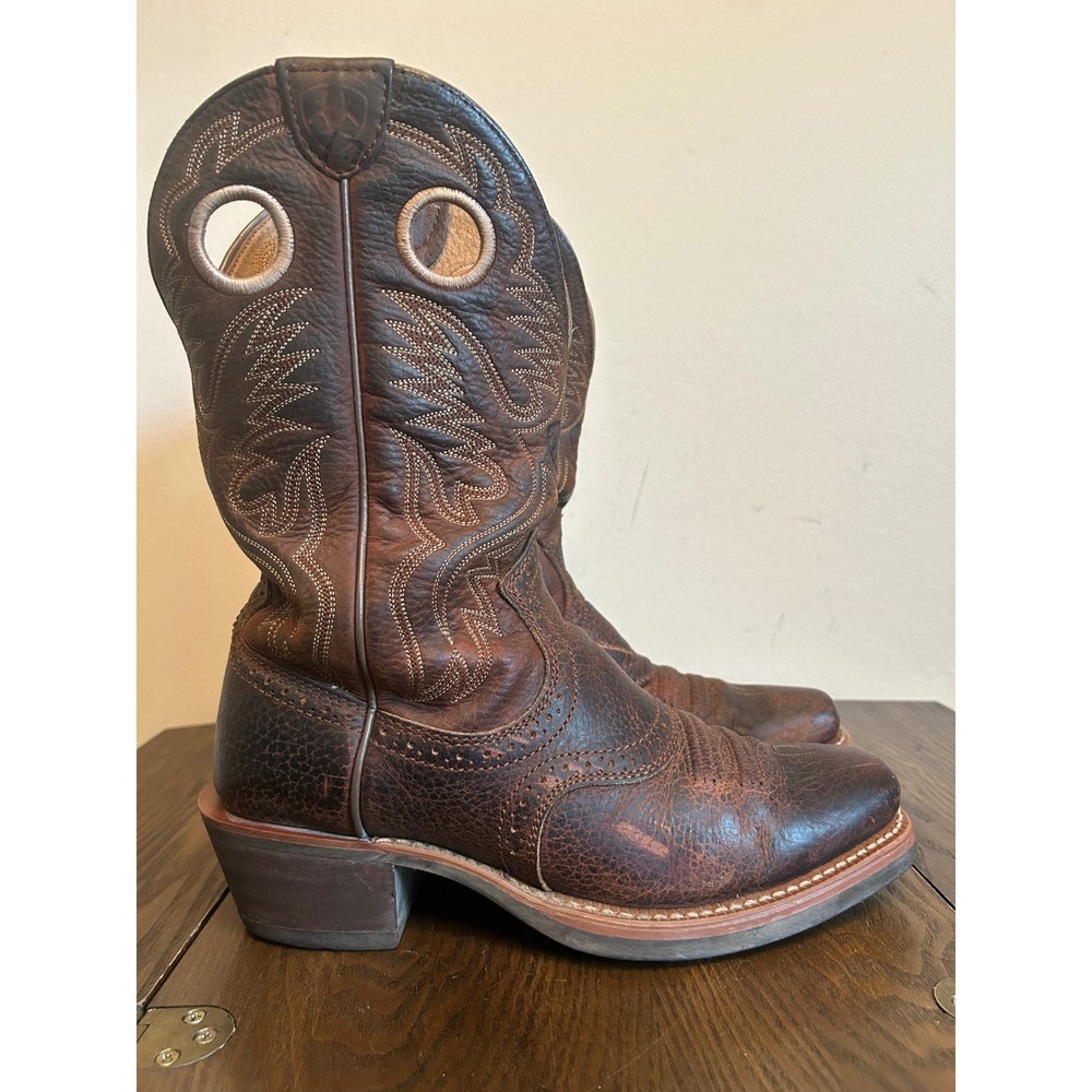 ARIAT Heritage Rough Stock Square Toe Brown Men's 7.5 Cowboy Boots 10002227
